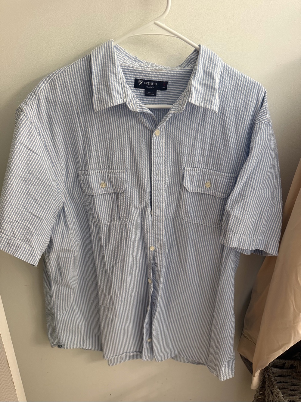 Daniel Cremieux Blue & White Striped Short-Sleeve Button-Up
